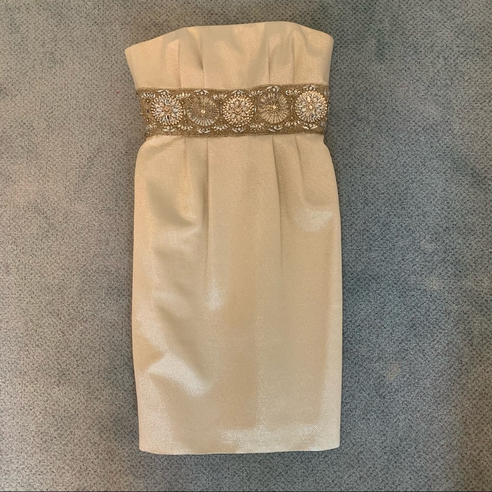 Marchesa Silver Strapless Dress